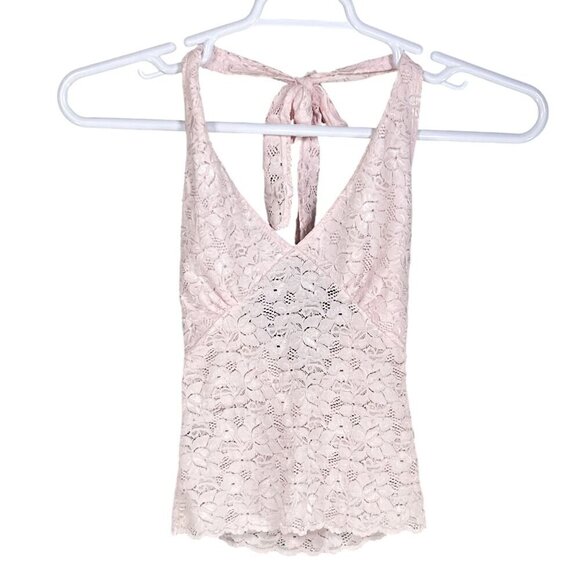 Y2K Wild Cat Women S Lace Halter Top Babydoll Pink Floral Diva Princess Stretchy - Picture 9 of 14